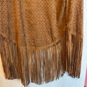 Brown suede fringe shawl (vintage)